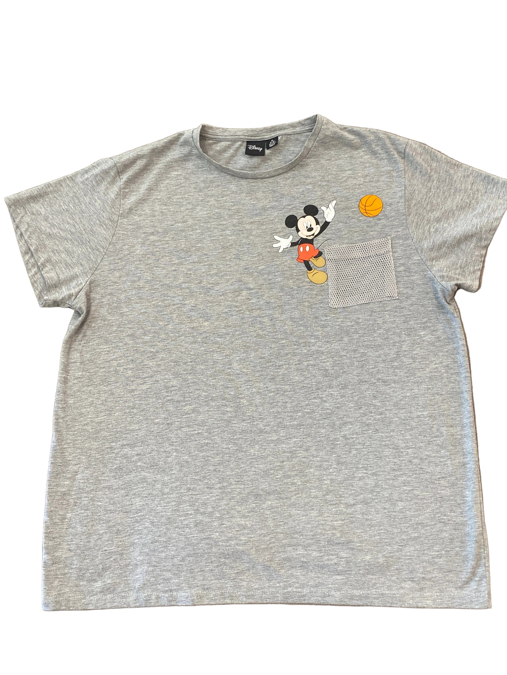 Disney Mickey Mouse Basketball Net Pocket Grey Shirt XL