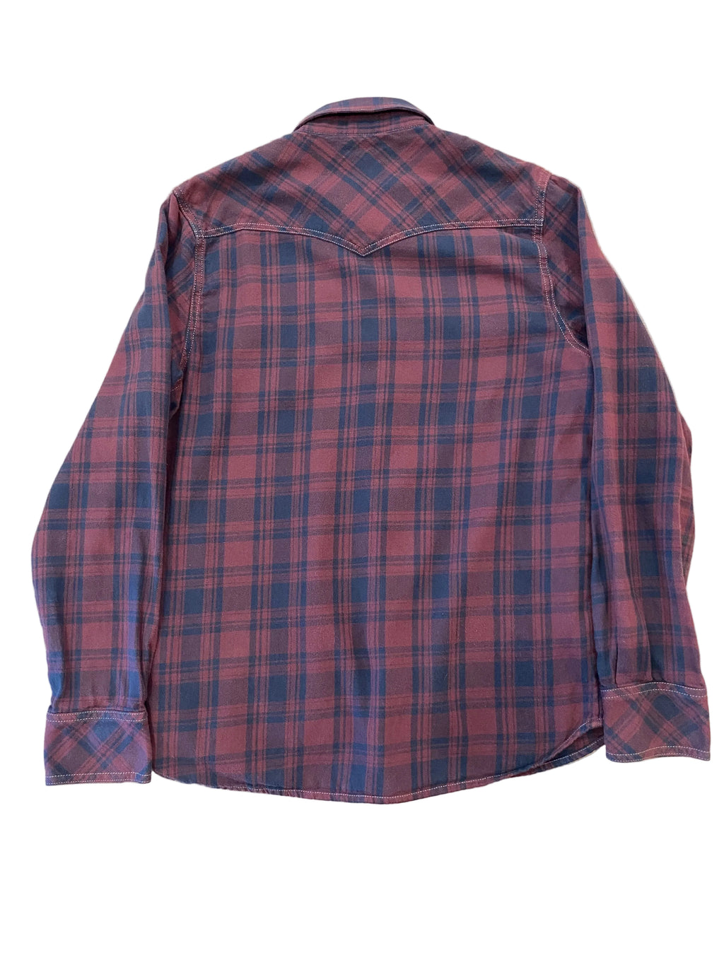 True Religion Plaid Long Sleeve Shirt Red and Blue Small