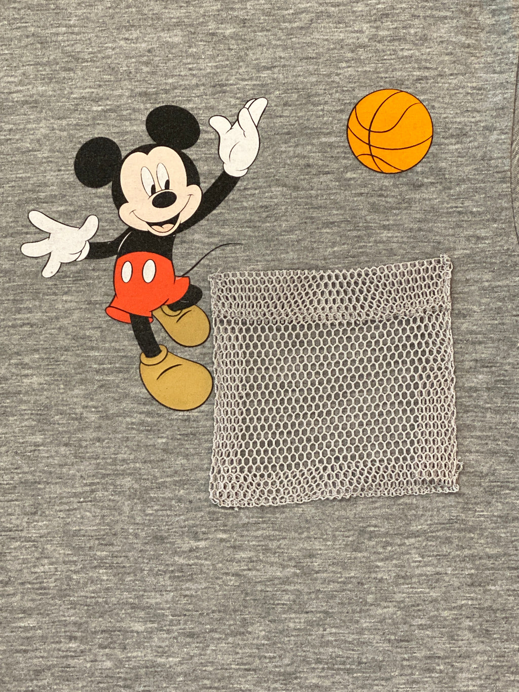 Disney Mickey Mouse Basketball Net Pocket Grey Shirt XL